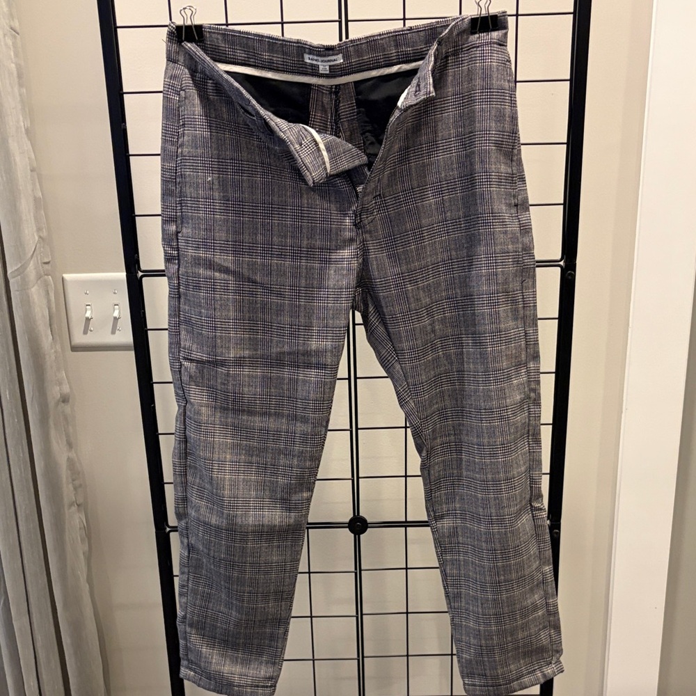 Men's Classic Gray Checkered Dress Pants